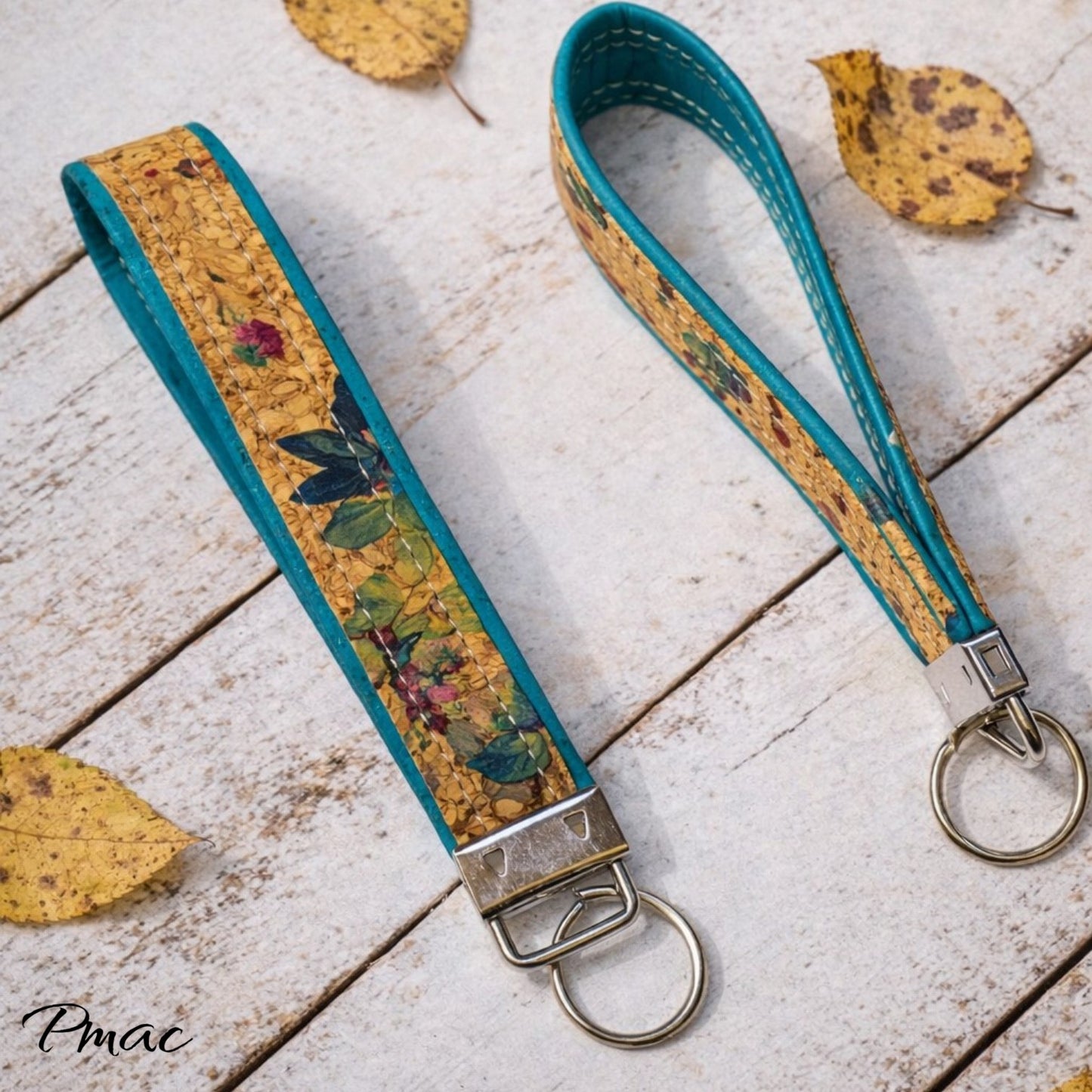 Cork Keyfob - Floral & Green