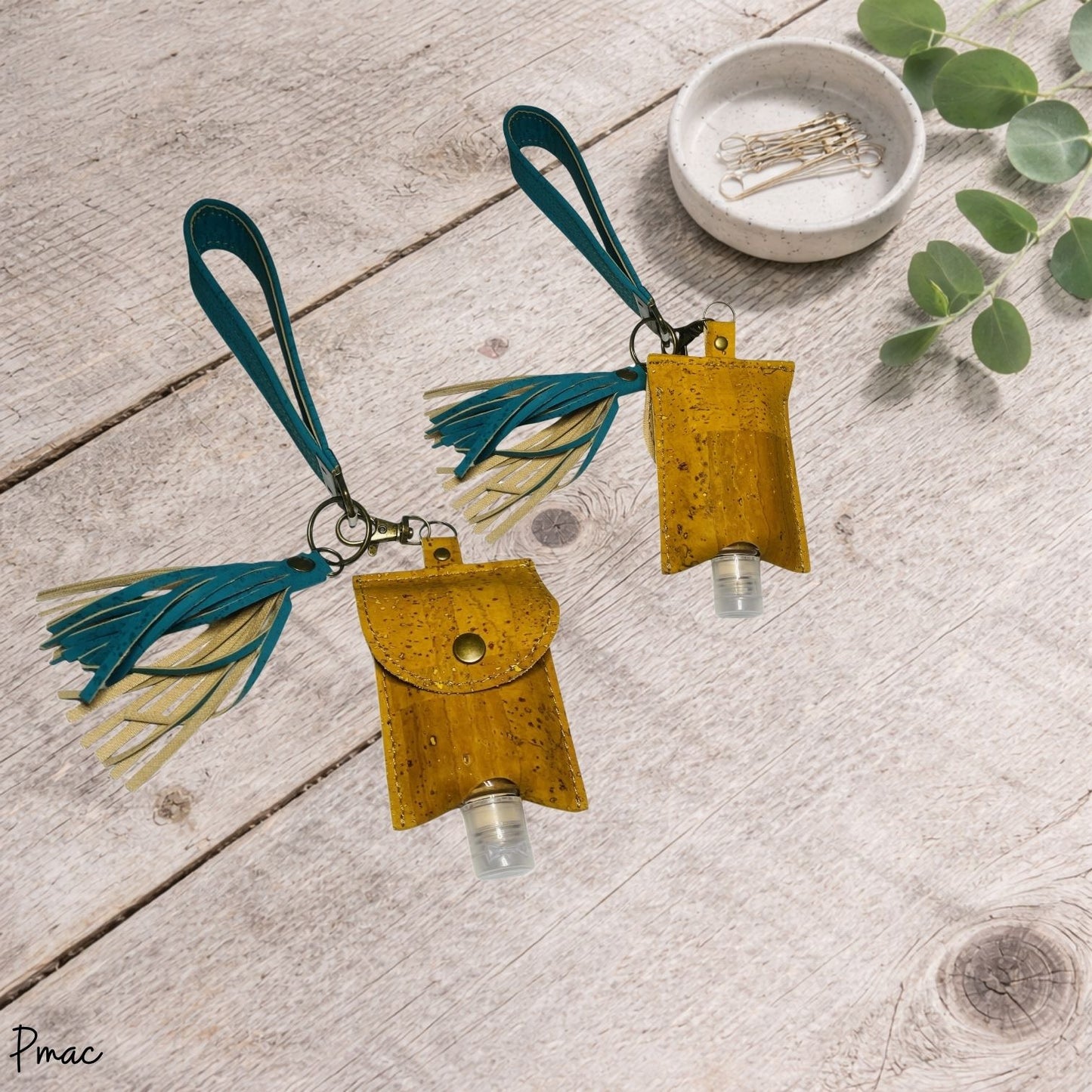 Keyfob with Sanitizer - Orange and Green