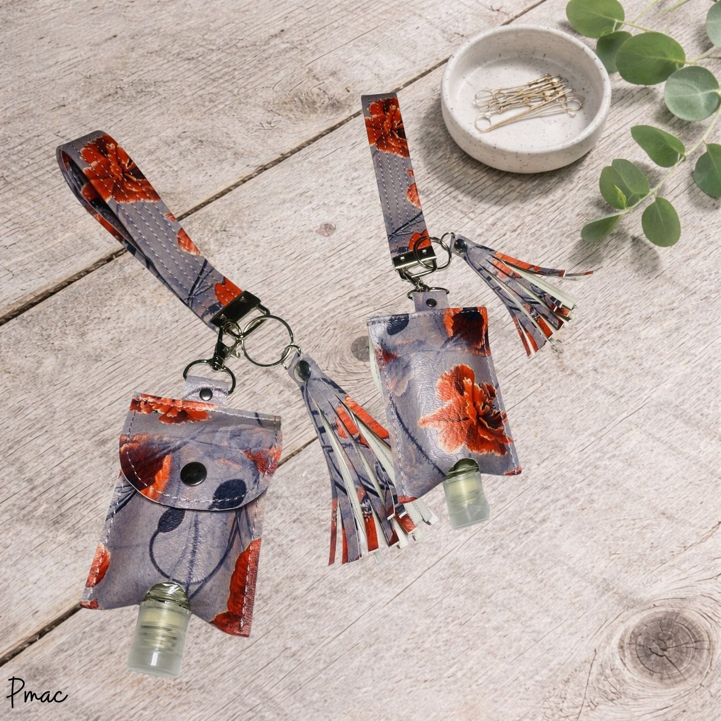 Keyfob with Sanitizer - Vinyl Roses