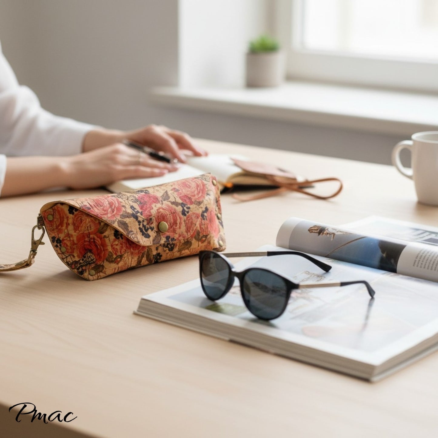Sunglasses Case-Rose Ruby Cork