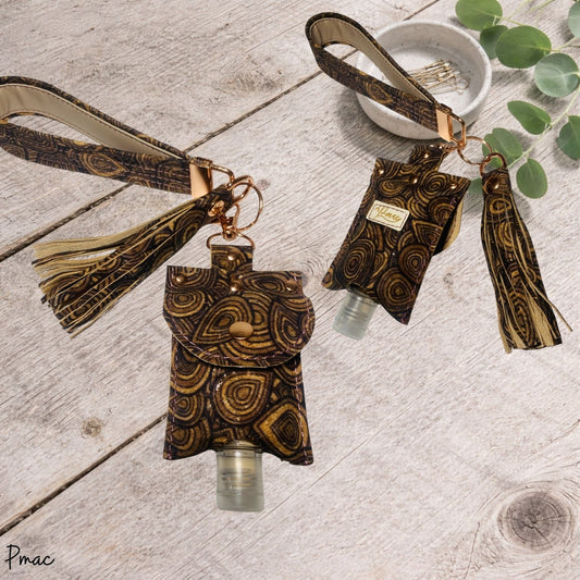 Keyfob with Sanitizer - Brown Geometric