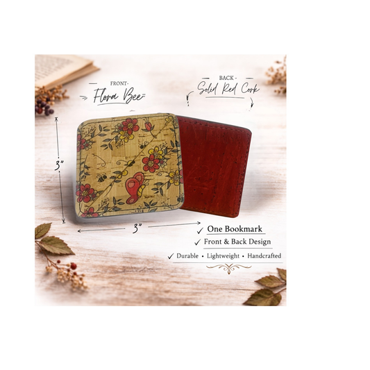 Cork Bookmark - Flora Bee & Red