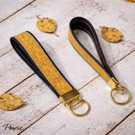 Cork Keyfob - Orange & Black