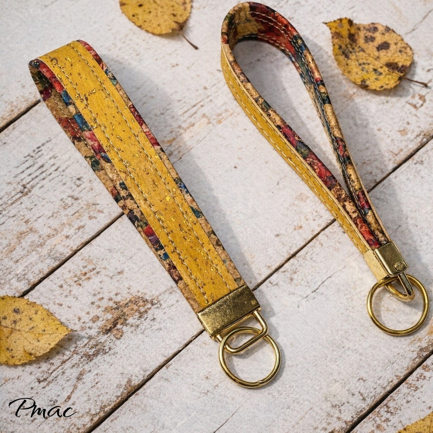 Cork Keyfob - Orange & Floral