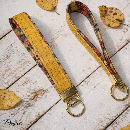 Cork Keyfob - Orange & Floral