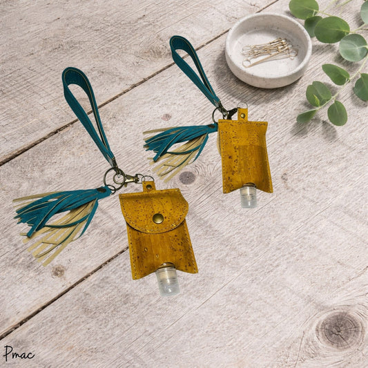 Keyfob with Sanitizer - Orange and Green
