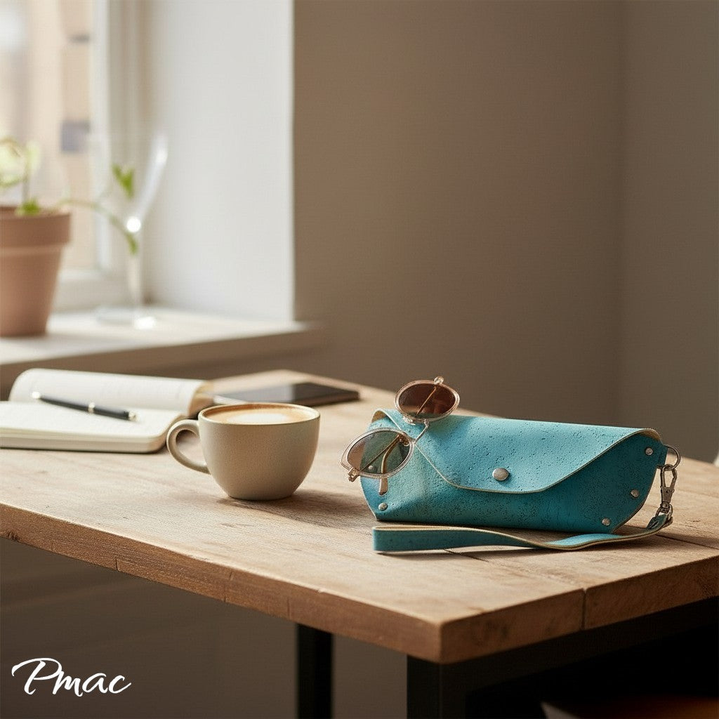 Sunglasses Case-Teal Cork