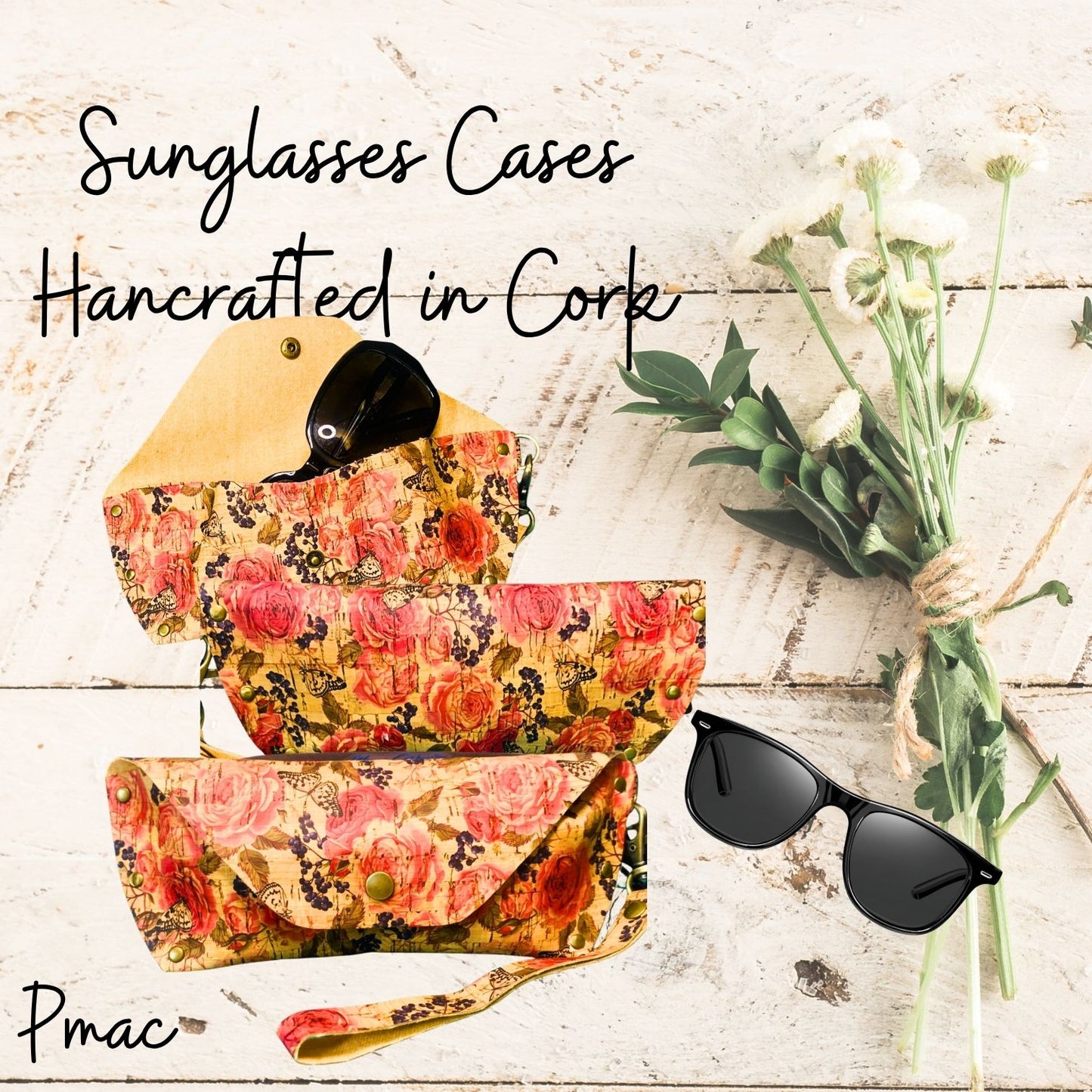 Sunglasses Case-Rose Ruby Cork